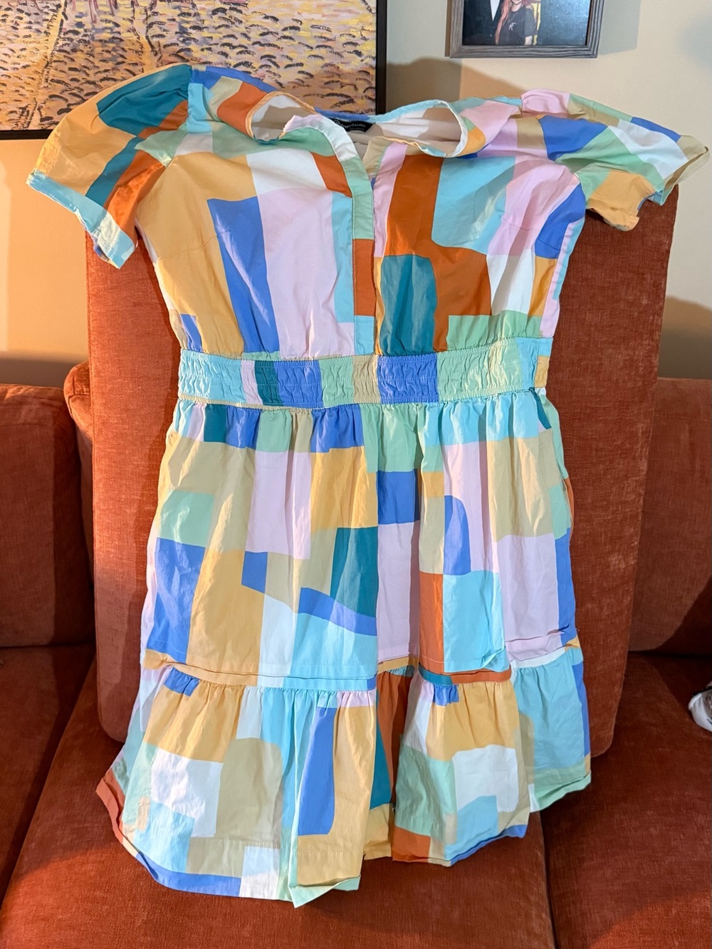 Colorblock Patchwork Midi Dress in Pastel Multi